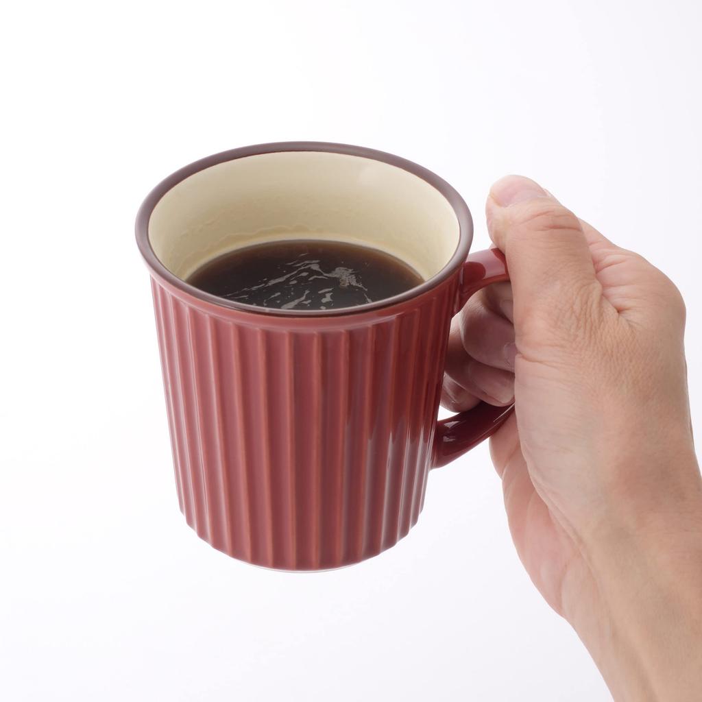 Yamago Pottery Set of Blue and Mino Stylish Shaved Mug of Mugs, 2, Red, Ware, (Set 2)