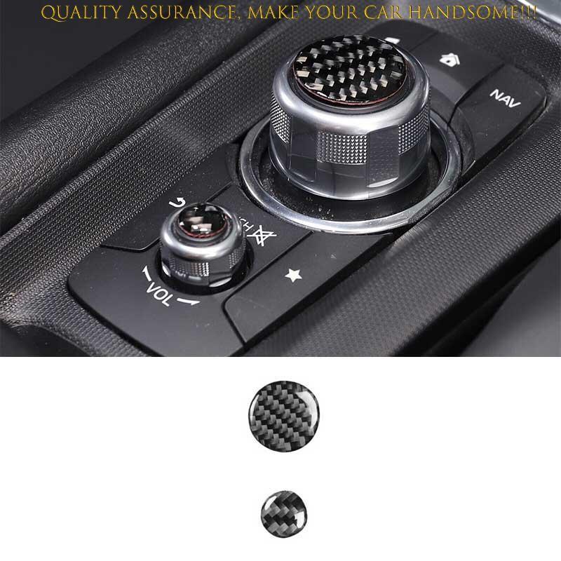 For Mazda MX-5 2016-2024 Real Carbon Fiber Console Multimedia Knob Cover Trim