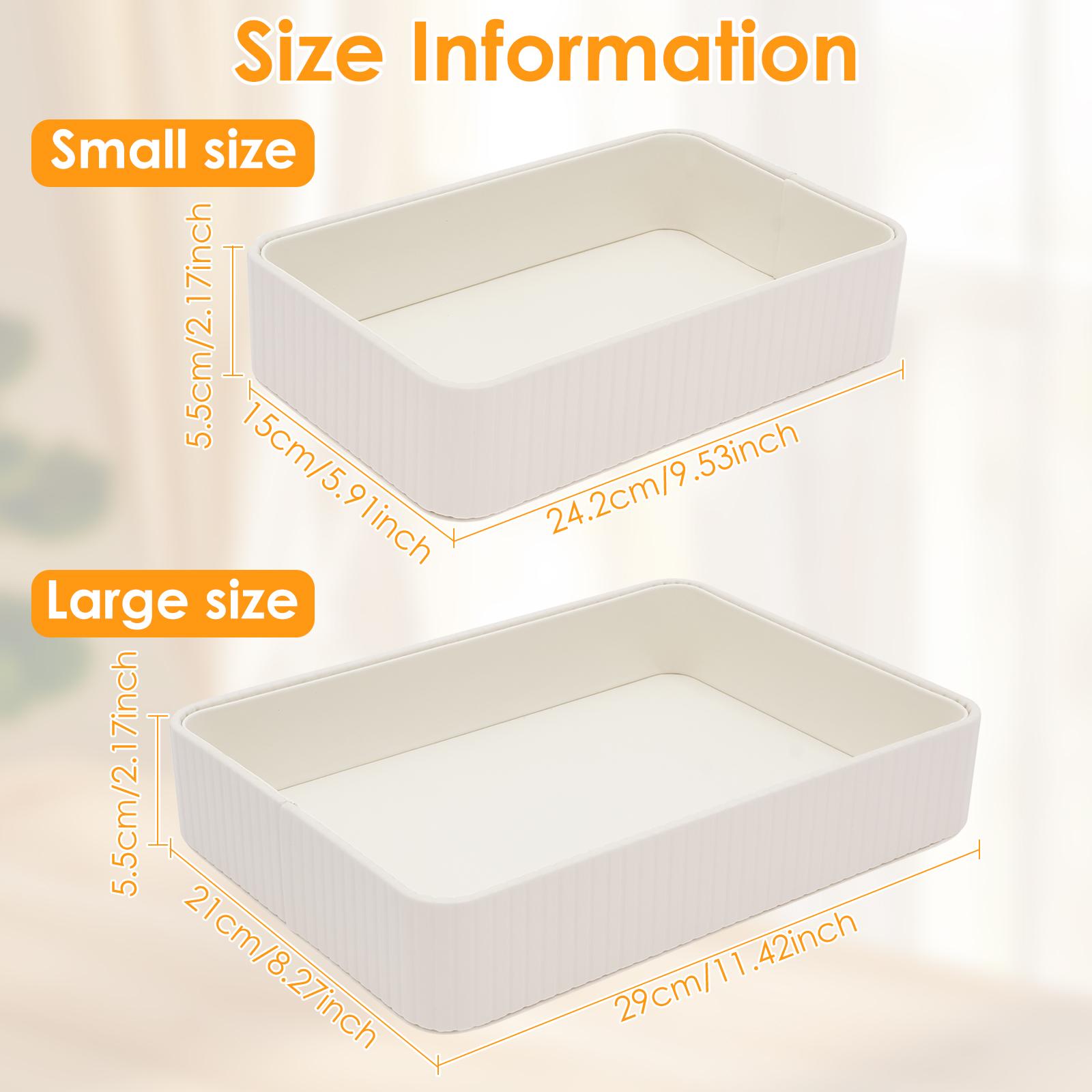 

2Pcs Desktop Storage Tray PU Nightstand Organizer Tray Decorative Bathroom Tray for Storing Keys Jewelry Watches Remote Control