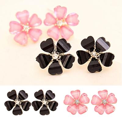 Brincos de Pino Strass Pétalas Padrão de Flor Liga Exquisitos Brincos Brilhantes para Mulheres