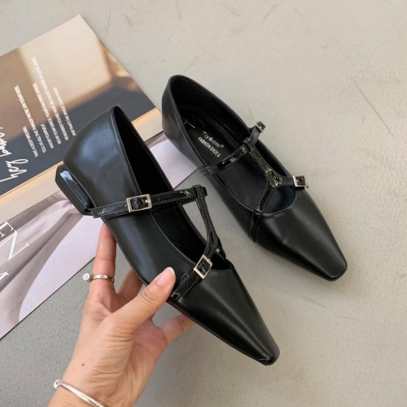 

Fashion Bailamos 2025 Ladies Women Flat Shoes Flat Heel Slip On Dress Ballerinas Shoes Fashion Brand Buckle Women Elegant Laofer Shoes M 39 чёрный