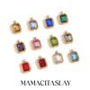 MamacitaSlay Special Meaningful Diy Twelve Months Birthstone Colorful Square Glass Stainless Steel Charm Jewelry Accessories
