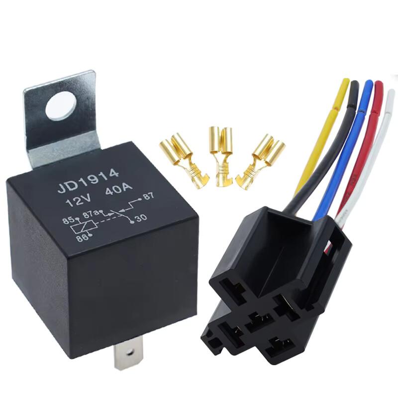 1PCS 4 5-Pin Waterproof Car Relay 12 24 V and Harness Heavy Duty SPDT Automotive Relay With Black Red Copper Terminal Auto Relay