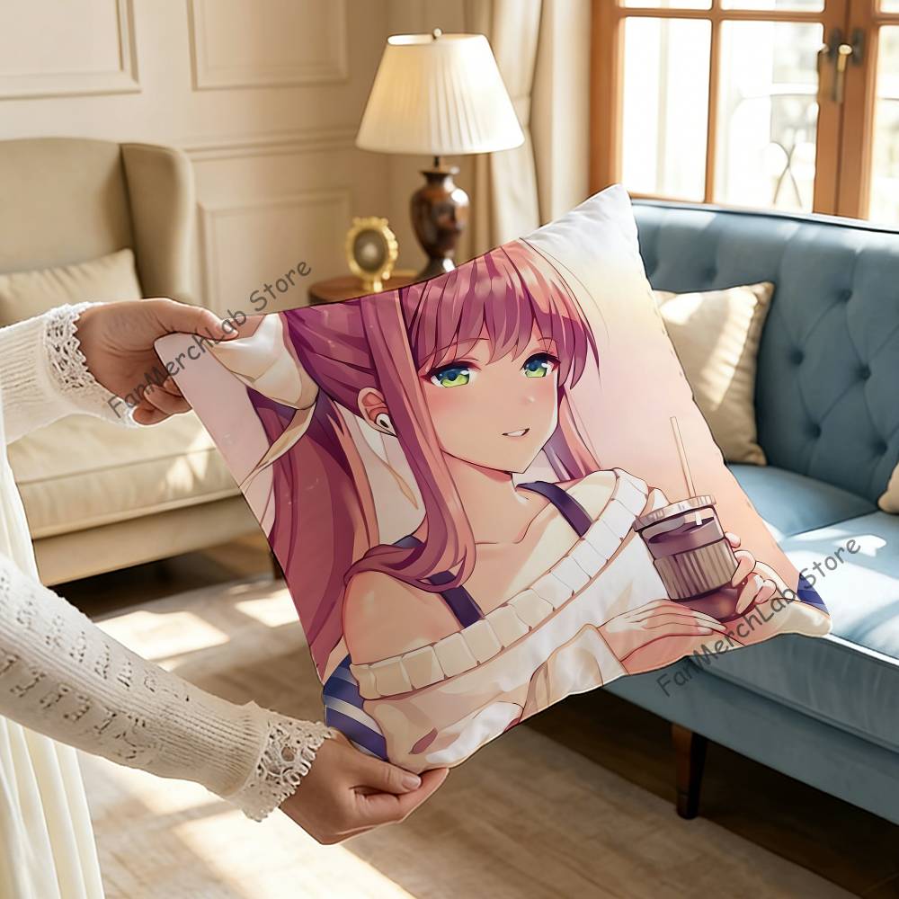 Cartoon Character MMonika Pillow Case Plush Fabric Soft Pillowcase Double Sided Print Sofa Cushion Cover Throw