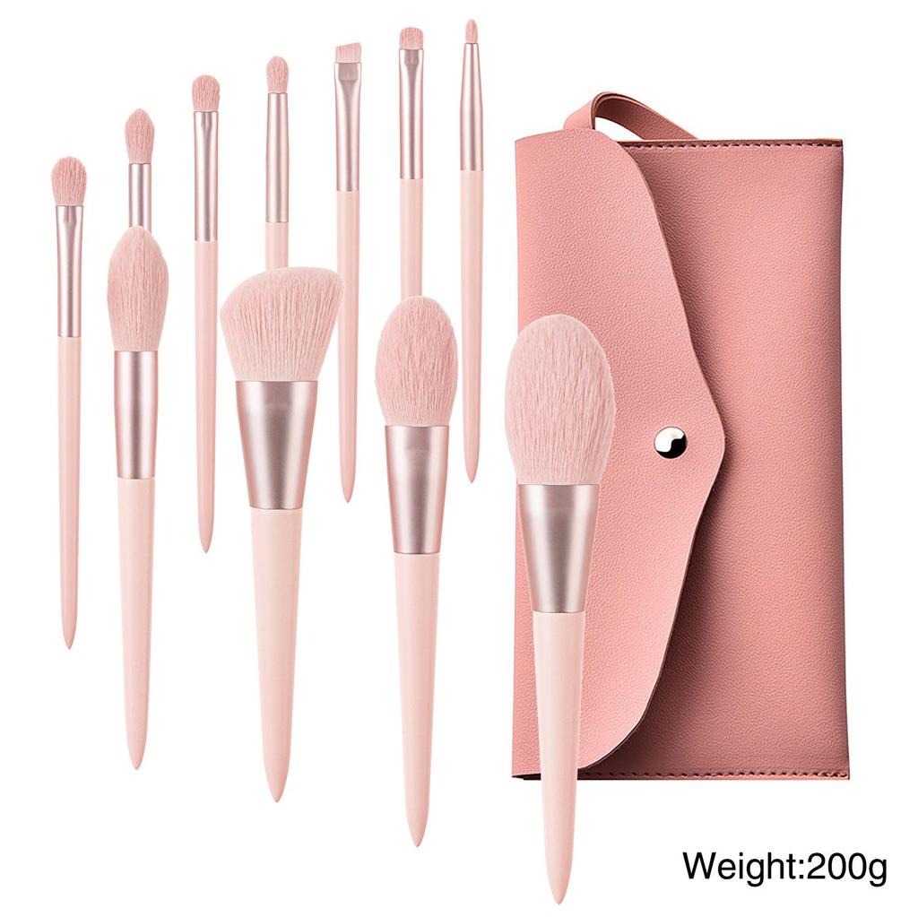 11-Piece Pink Makeup Brush Set: Eyeshadow, Contour, and Powder Brushes