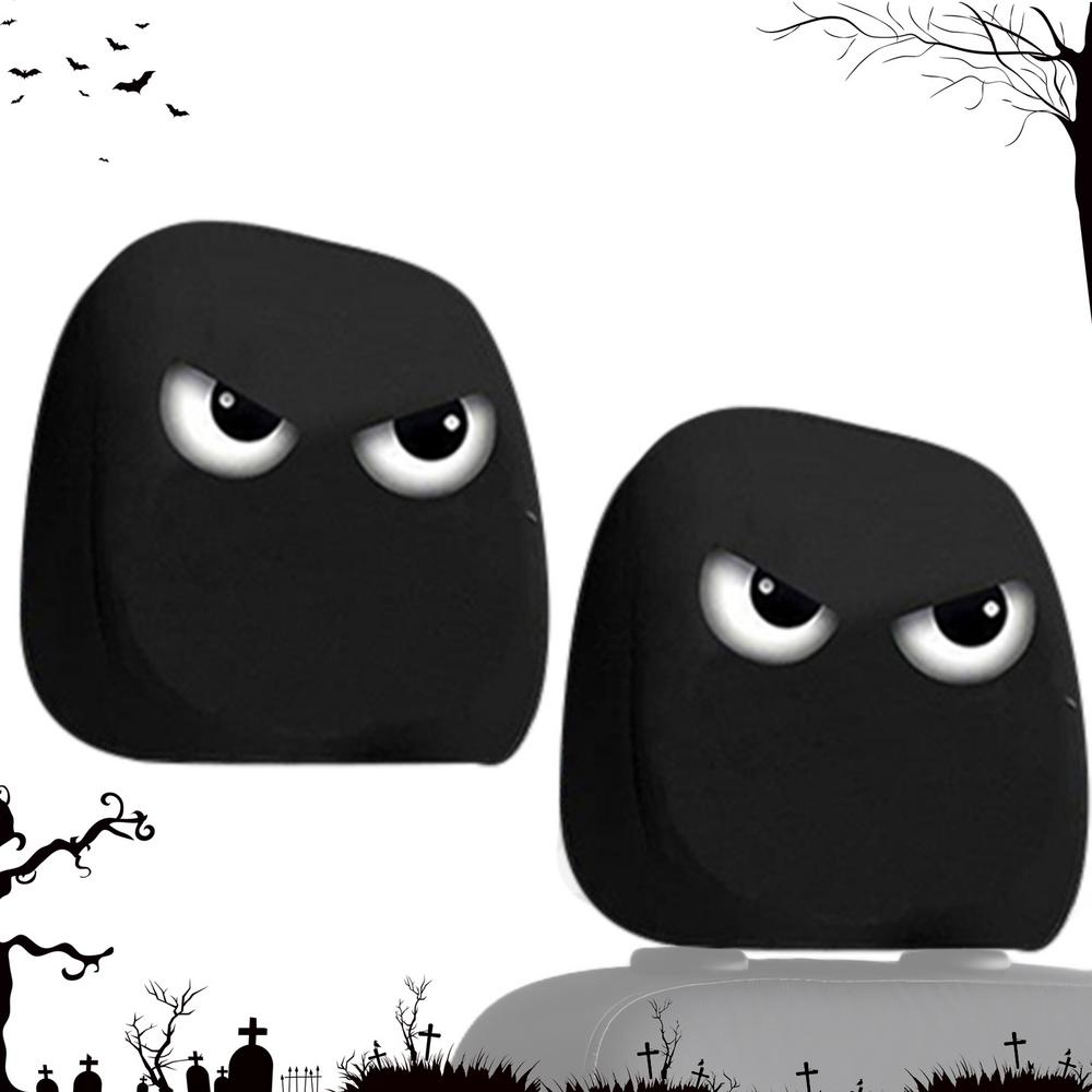 Headrest Covers For Car 2 Pieces Big Eyes Auto Headrest Protector Soft Interior Accessories For Auto Vehicle Automotive Men