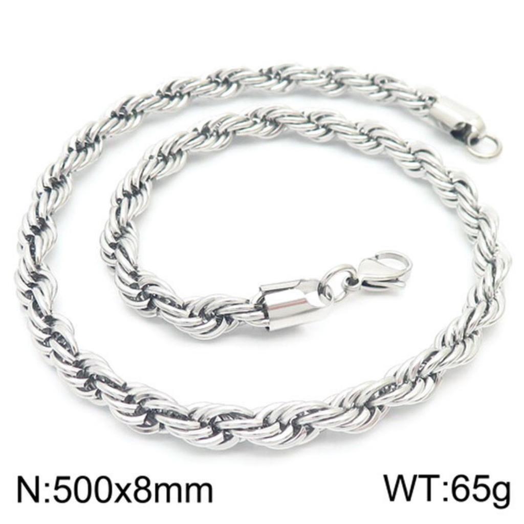 2~8mm Steel Color Stainless Steel Twist Chain Necklace Accessories Rock Hip-hop Color Men and Women Plain Chain