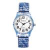 Bohemian Watch with Flexible Elastic Arabic Floral Quartz Stainless Analog Ethnic Style Perfect for and Parties Women's Band Strap, Numerals, Print,