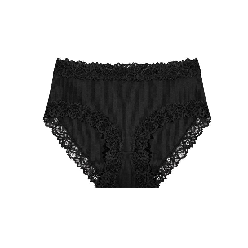 1pcs Women's High Waisted Plus Size Lace Spliced Cotton Underwear, Full Coverage Fashionable, Breathable, Soft and Comfortable Women's Underwear