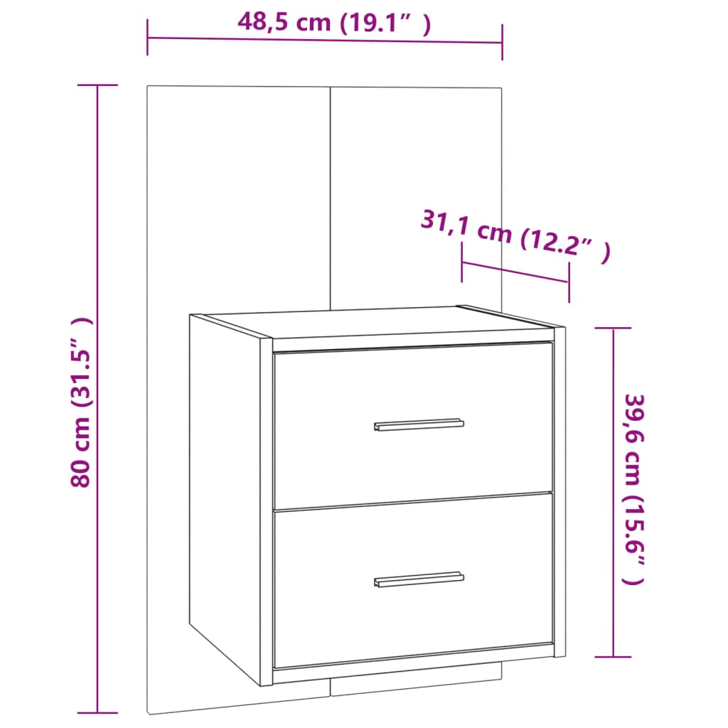 Wall Mounted Nightstands (2 pcs) White