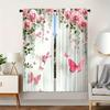 2PCS Digital Printed Curtains, Rose Butterfly Dream Pattern, Beautiful Window Drapes for Living Room Bedroom Home Decor