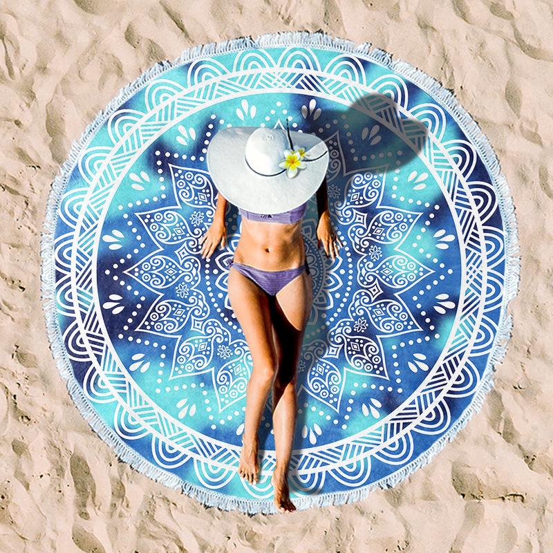 Serviette de Plage Ronde en Fibre Ultra-Fine pour Adultes - Personnalisable, Serviette de Sport et de Bain Absorbante