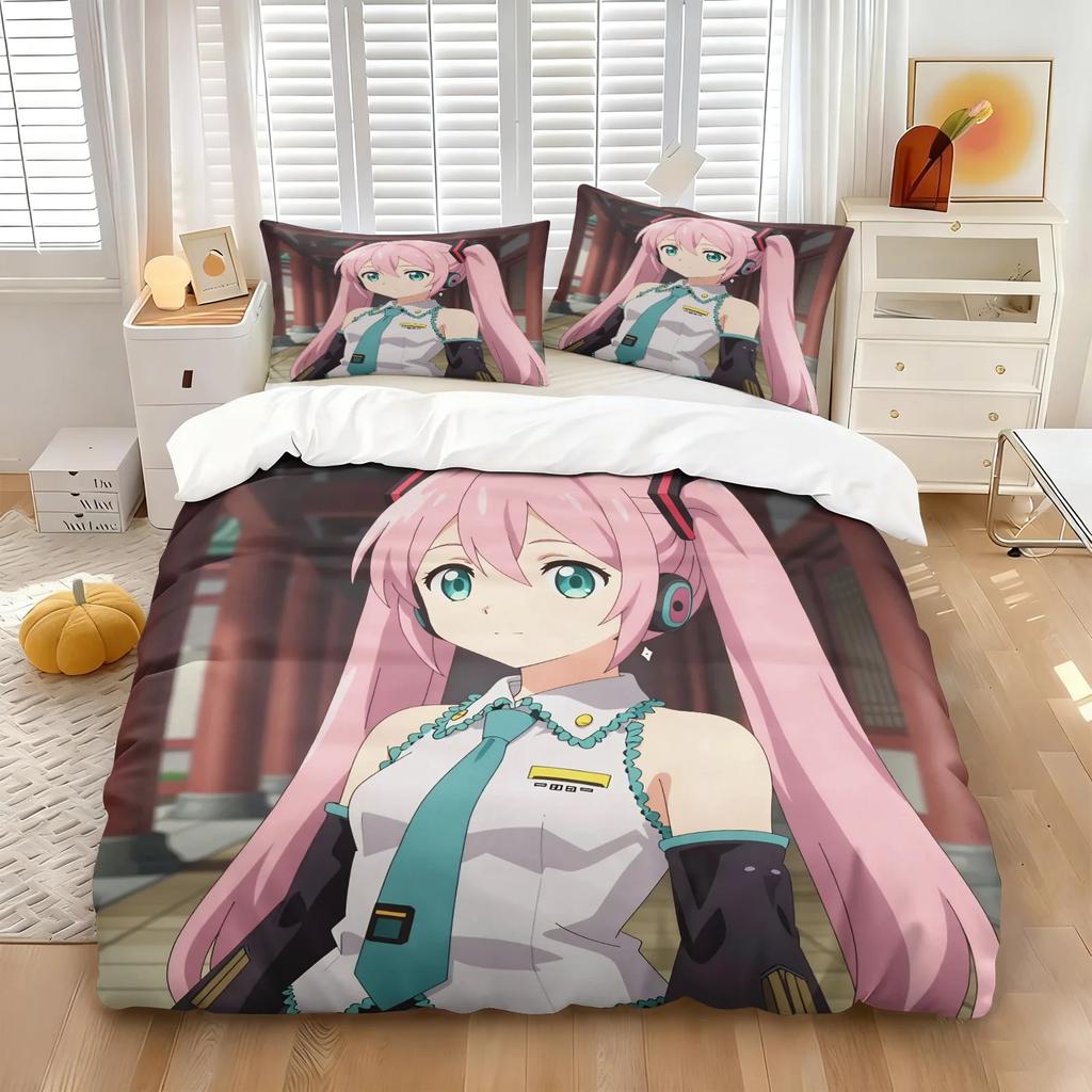 Anime Kawaii H-Hatsune Miku Bedding Set Duvet Cover Pillowcase Bedroom Decoration Full Size Youth Kids Girl Boys Birthday gift