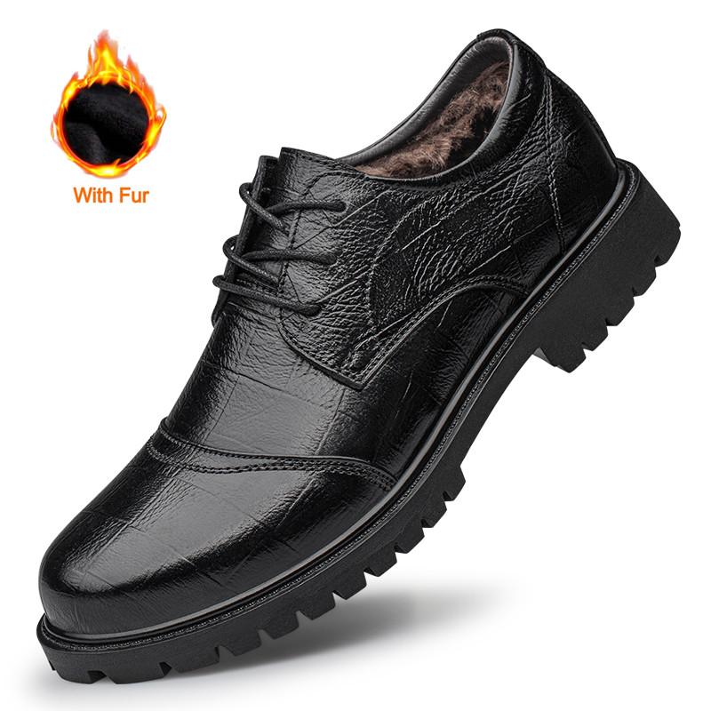 

Модные мужские оксфорды Модная роскошная марка Кожаная обувь Ручной работы Черные Формальные туфли для мужчин Повседневная обувь Зимние Теплые Ботинки на плоской подошве для мужчин 36