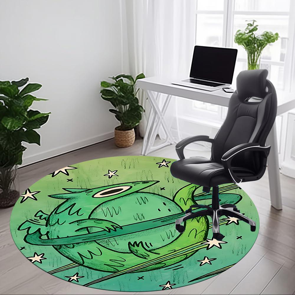 1pc Space Creature Office Round Area Rug,  Mat Suitable For Office, Under Office Chairs Bedroom Living Room Home Decor, Room Deco