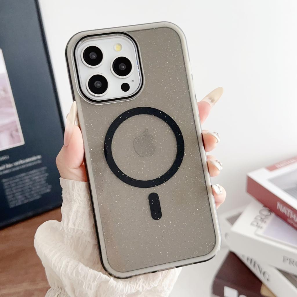 Three-in-one: Compatible with Apple 16, Glitter Magnetic Phone Case 14Pro, IPhone 15, Large Hole Lens 14, Anti-drop 12