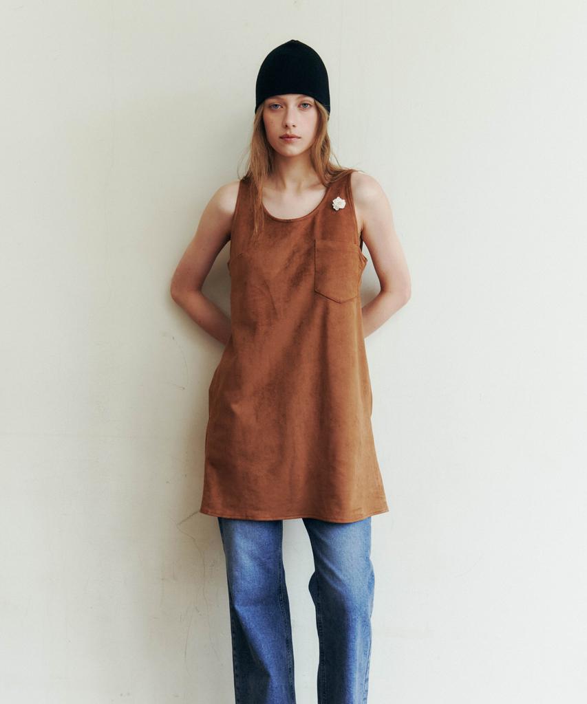 Love Us You Lamb Suede Mini Dress (Beige)