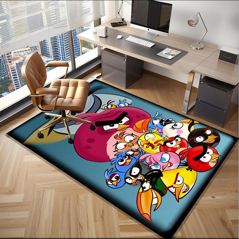 Red Birds Characters Collage Office Rug Chair Mat, Game Carpet, Suitable for Front Door, Bedroom, Living Room, Desk, Holiday Gift