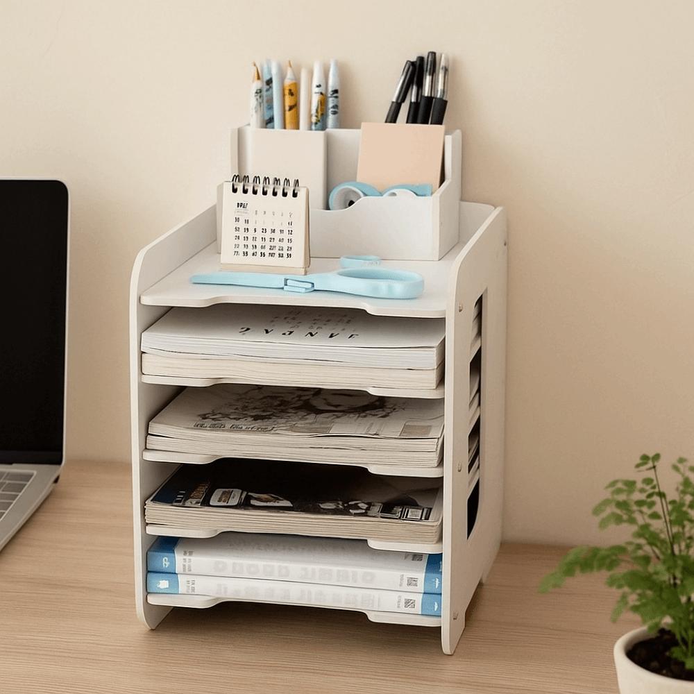 Large Capacity Multi-layer File Storage Rack Space Saving File Holder Desk Organizer  for Home