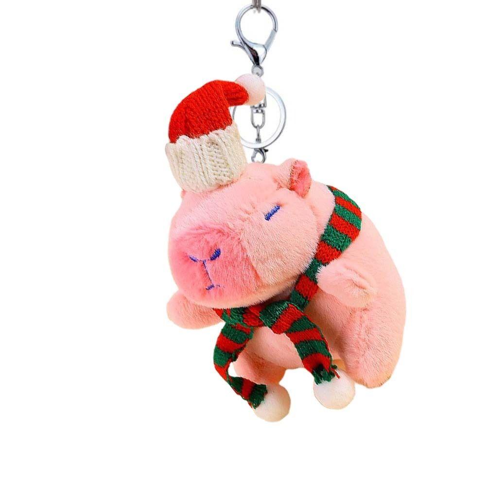 Cross Dressing Scarf Capybara Keychain PP Cotton Plush Animal Key Ring  Ornaments
