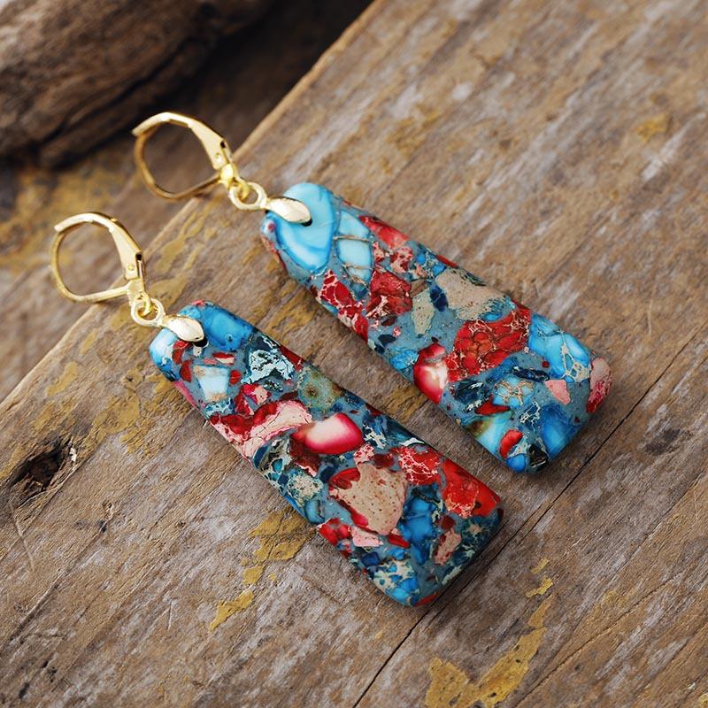 Ethnic Style Natural Stone Emperor Stone Water Drop Earrings Earrings Light Luxury Jewelry Earrings
