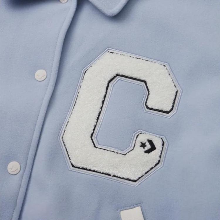 New Converse Baseball Jacket Women's Light Blue 10027242-A01
