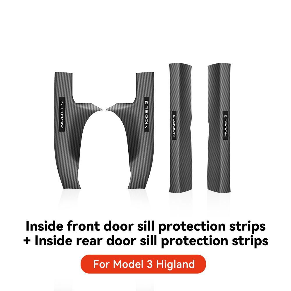 YZ For Tesla Model 3 2025 Highland Rear Door Sill Protective Pad Cover Guards Threshold Bumper Strip Sill Car Accessories