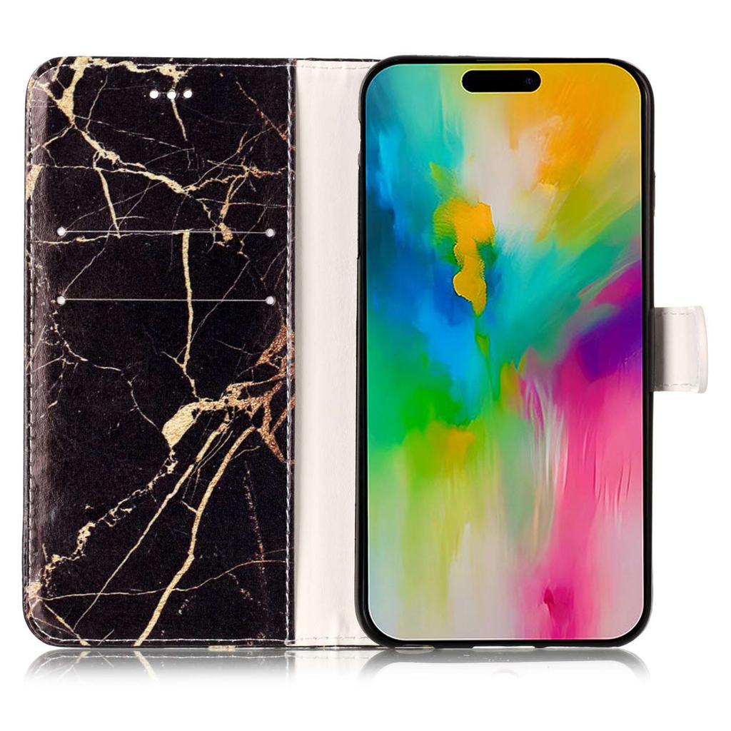 For iPhone 16 Case Pattern Stand Leather Phone Cover Card Slots Design