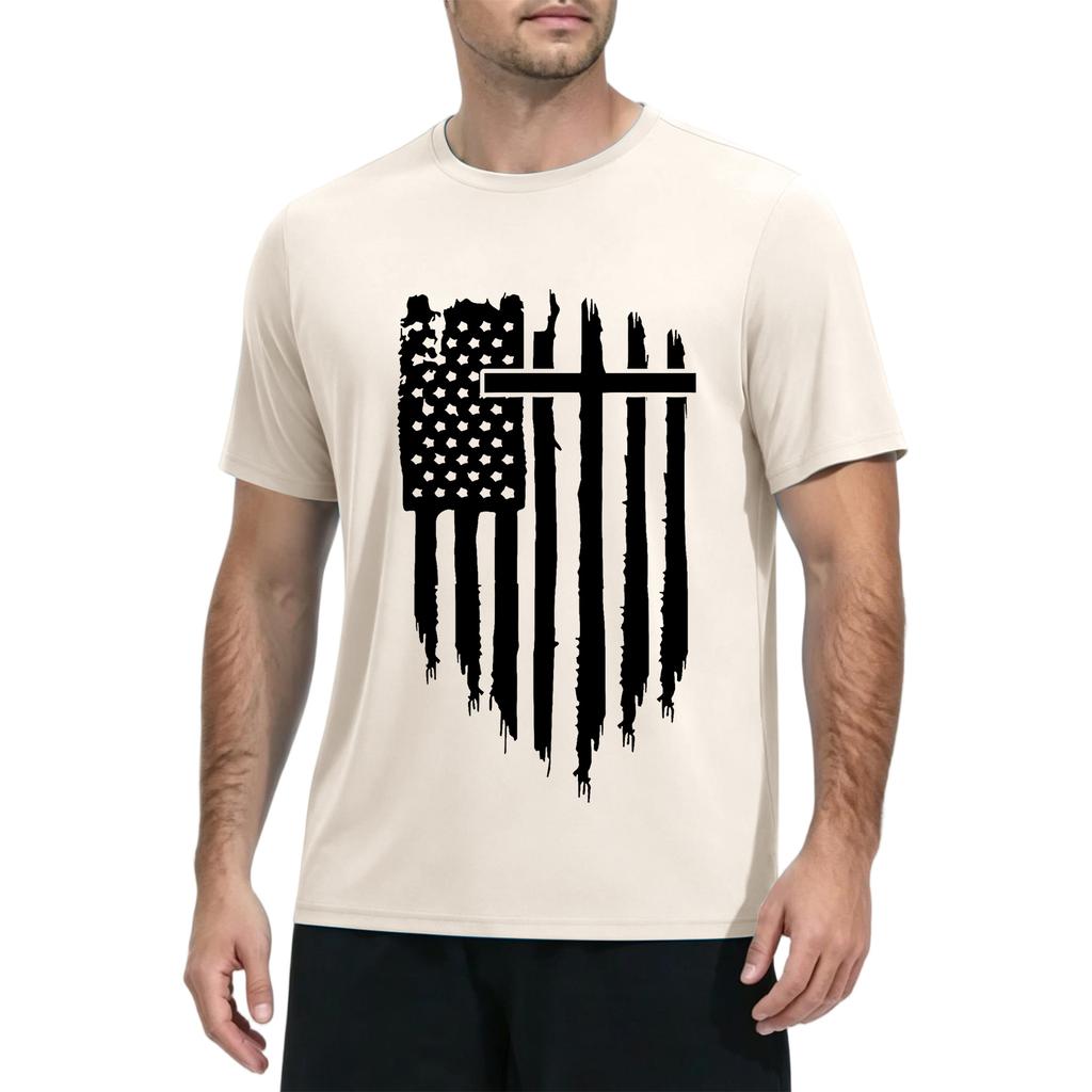Men’s Short Sleeve Quick Dry T Shirt Lightweight Sun Athletic Gym Workout Top with Graphic Print for Summer Outdoor Sports