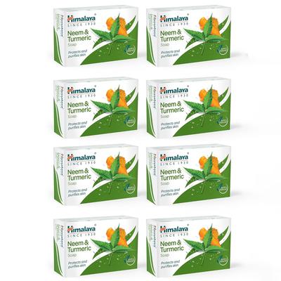 Neem & Turmeric Soap 125G Pack of 8 For Healthy Skin Care & Even Skin Tone