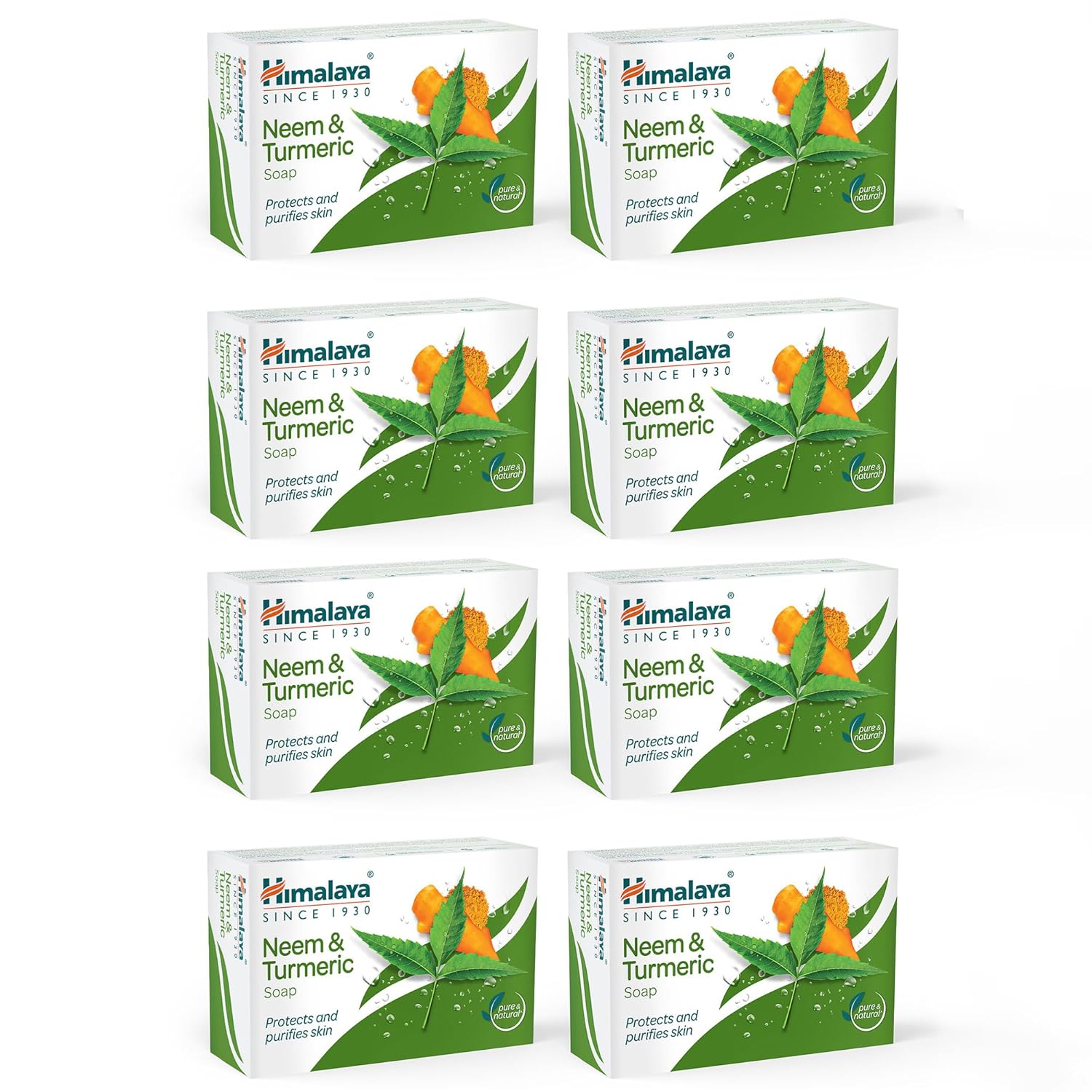 Himalaya Neem & Turmeric Soap 125G Pack of 8 For Healthy Skin Care & Even Skin Tone