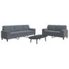 Vidaxl 2-Cz. Sofa Set With Cushions, Dark Grey, Velvet