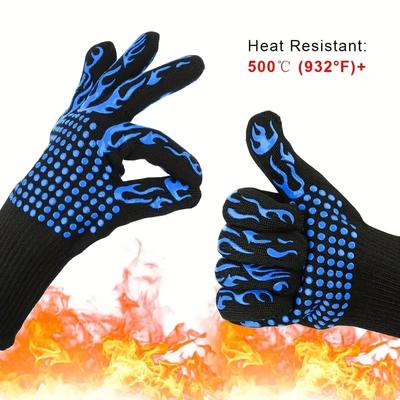 2 Stück Grill- und Mikrowellen-Ofenhandschuhe, Backofenhandschuhe, rutschfeste, feuerfeste Handschuhe, hitzebeständig, 800 Grad, zum Kochen von Ofenhandschuhen