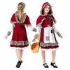 Sweet Fairy Tale Costume Women Cosplay Little Red Riding Hood Plush Cape Dress Farmhouse Maid Outfit Halloween Party