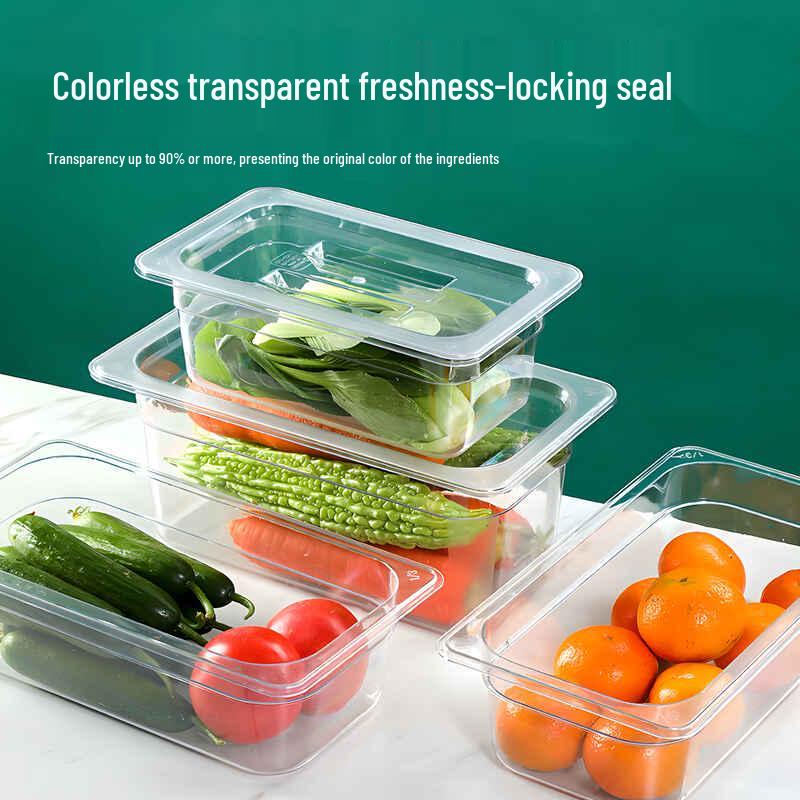 Commercial Rectangular Acrylic Serving Tray with Flat Lid (53x32.5x10cm)