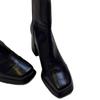 French retro square head high heel short boots women's versatile temperament sense rear zipper thin boots black