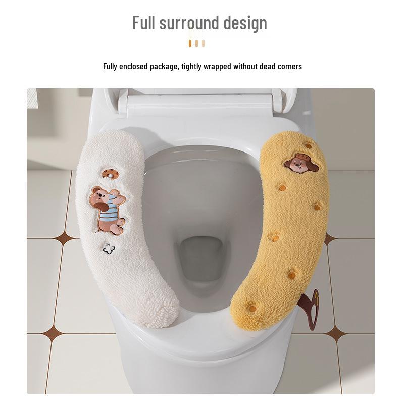 Plush Toilet Seat Cover with Velcro Fastening - All-Season Universal Fit