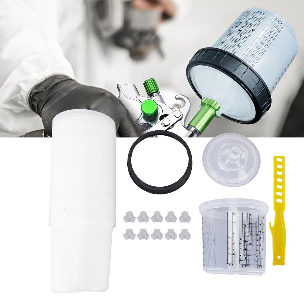 Paint Spray Sprayer Cup Liners Lid System 50 Standard 20.3 Ounce(600ml) 190um Disposable Set Kit Replacement Accessories