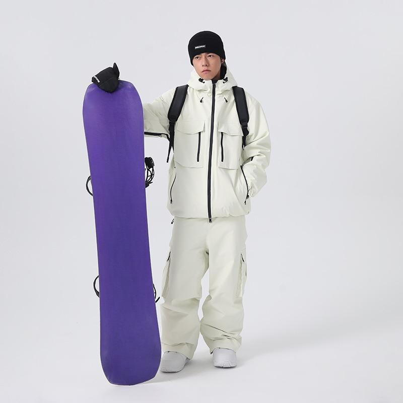 Ski Suit for Men and Women Hooded Ski Jacket and Pants Set Waterproof Breathable Loose Fit Snowboarding Suit Winter Outdoor Windproof Baggy Snow Suit