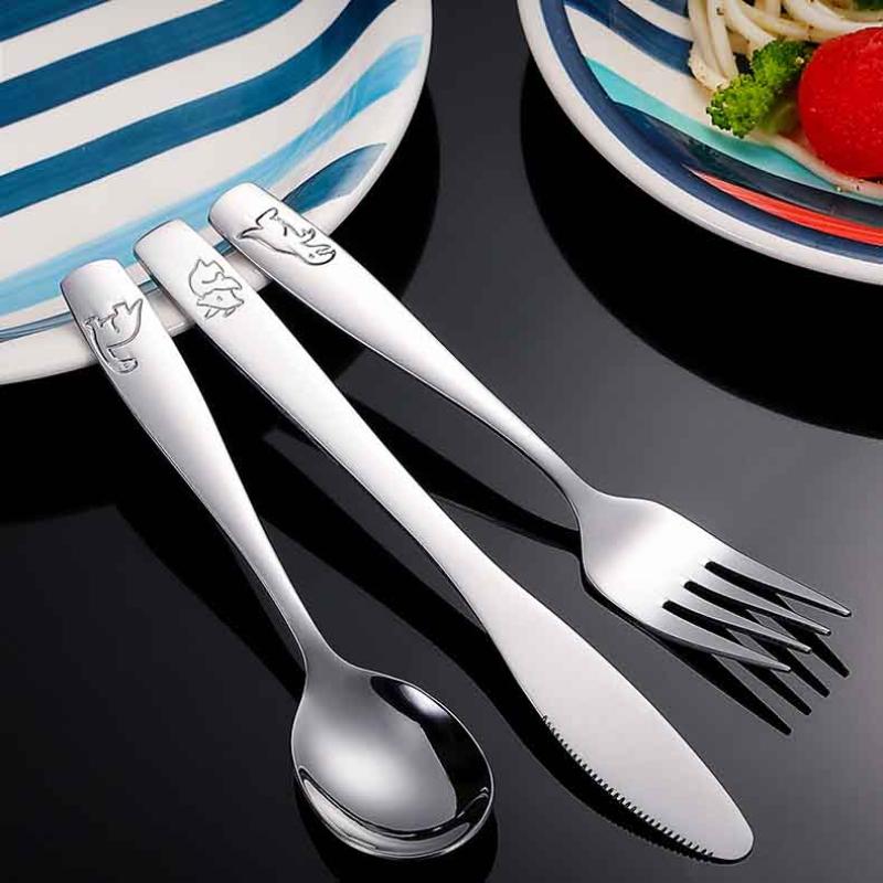 3-15Pcs Kids Silverware Set Stainless Steel Kids Fork Spoon And Cutter Set Funny Dinosaur Flatware Set Outdoor Tableware