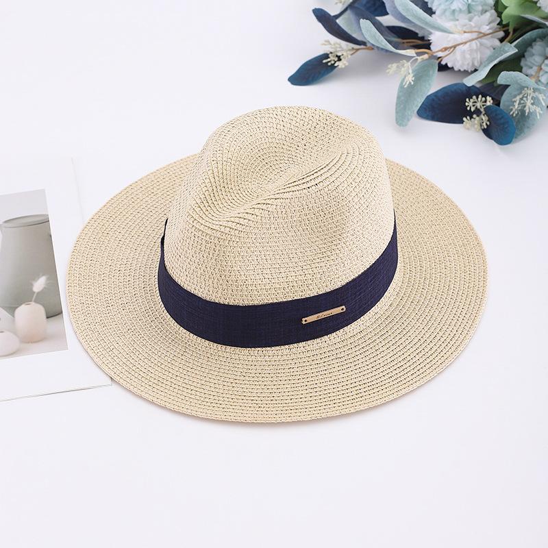 Panama Straw Hat Women's Summer Top Hat Versatile Jazz Hat Adjustable Sun Hat for Shopping Sun Hat