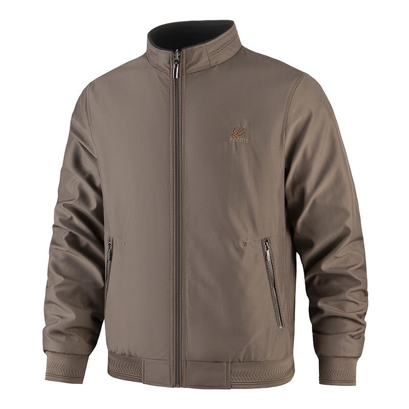 Mens Business Casual Stand Collar Jacket Middle Aged Outdoor Lightweight Loose Fit