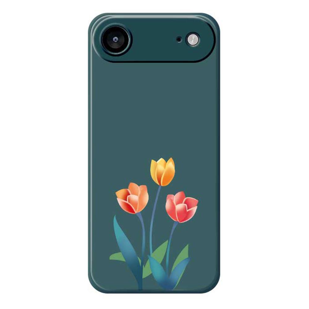 For iPhone 17 Air Case Three Flowers Pattern Printing Straight Edge TPU Phone Back Cover