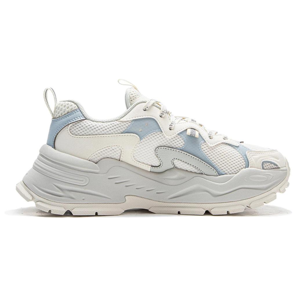 Li Ning Synthetic Leather, TPU Abrasion Resistant Cushioning Low top Casual Shoes Women's Ivory Cloud Blue AGCV474-4