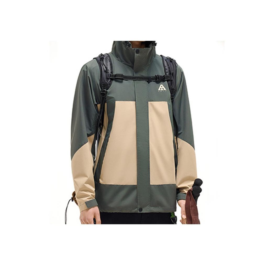 Anta Three-In-One Fleece Long Sleeve Jacket With Zipper Hood Men Jackets Aquatic-Green Khaki 952347610-2