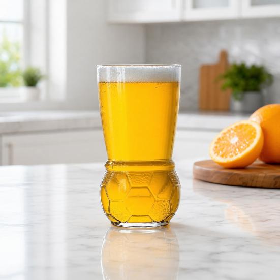 Soccer Beer Glass 460ml Capacity Clear Glass Football Bottom Design Pint Cup Mug