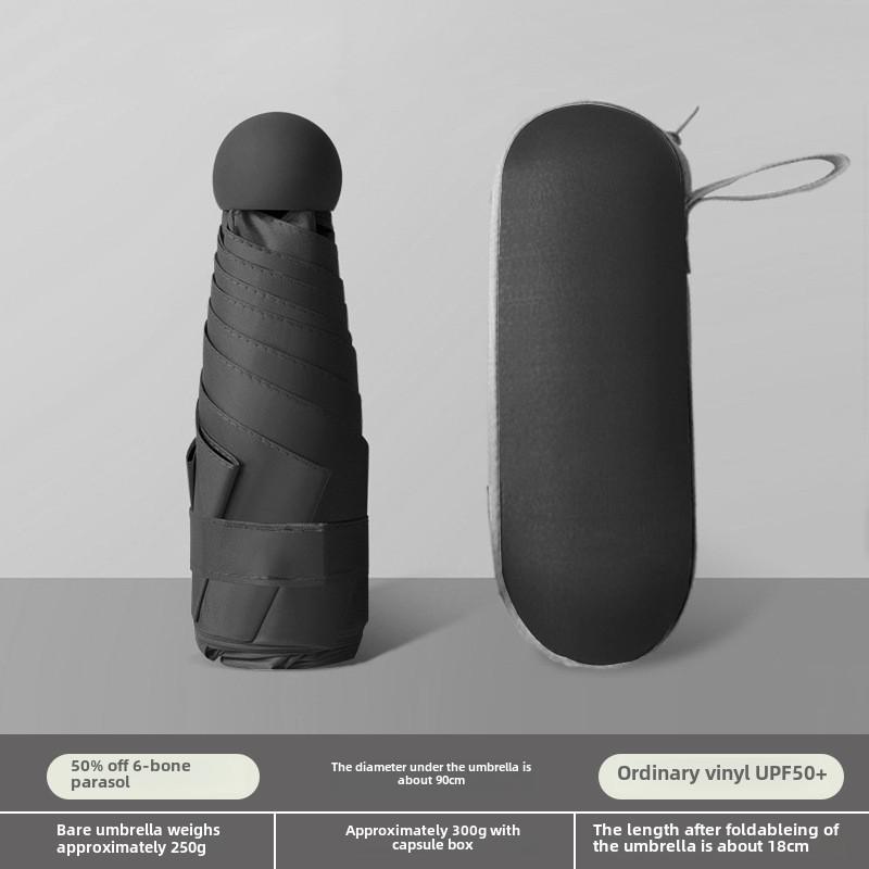 Compact Dual-Use Capsule Umbrella: Portable, Foldable, Lightweight, Sun & Rain Protection