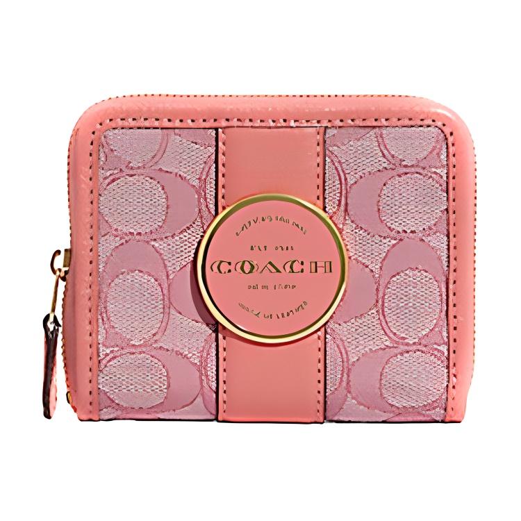 

Coach Lonnie 11 Classic Monogram Print Chambray Light Color Cambric C Logo Short Zipper Fabric Leather Handbag Wallet Mini Women handbags C8323-IMRRJ Basic Set (Bag+Dust Bag)