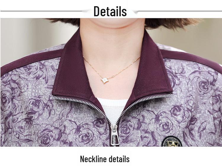 Women's 2026 Elegant Spring/Autumn Sportswear: Fashionable Mom Style Two-Piece Set for Middle-Aged & Elderly