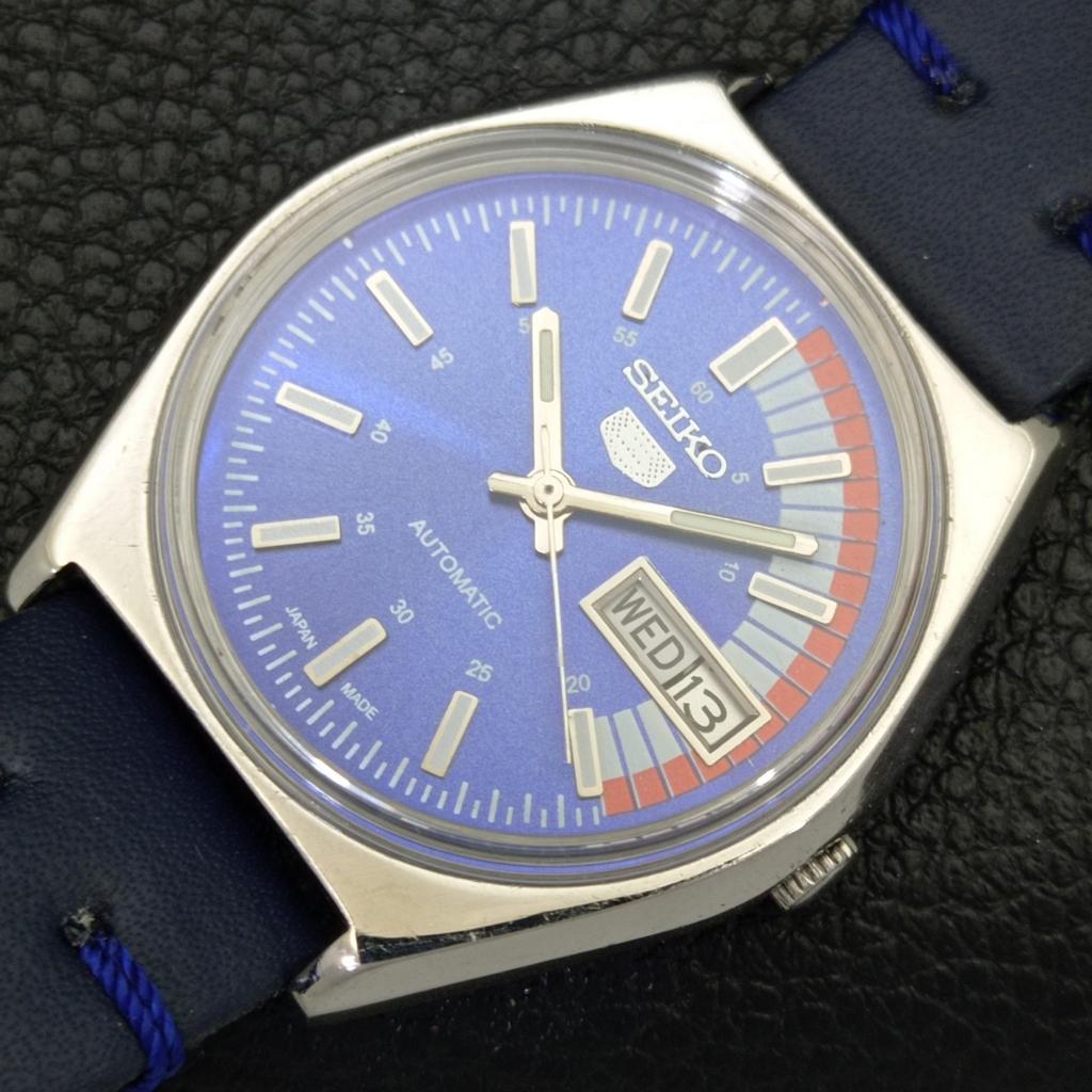 Seiko 5 AUTOMATIC 6319A JAPAN MENS VINTAGE BLUE COLOR DIAL WATCH A701914-5 R207-a701914